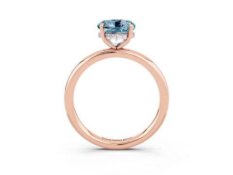 Rose gold Round Cut Aquamarine Solitaire Ring with Thin Band and Four-Prong Setting_15