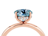 Rose gold Round Cut Aquamarine Solitaire Ring with Thin Band and Four-Prong Setting_16