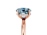 Rose gold Round Cut Aquamarine Solitaire Ring with Thin Band and Four-Prong Setting_17