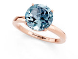 Rose gold Round Cut Aquamarine Solitaire Ring with Thin Band and Prong Setting_13