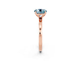 Rose gold Round Cut Aquamarine Solitaire Ring with Thin Band and Prong Setting_14