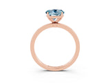 Rose gold Round Cut Aquamarine Solitaire Ring with Thin Band and Prong Setting_15
