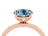Rose gold Round Cut Aquamarine Solitaire Ring with Thin Band and Prong Setting_16