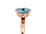 Rose gold Round Cut Aquamarine Solitaire Ring with Thin Band and Prong Setting_17