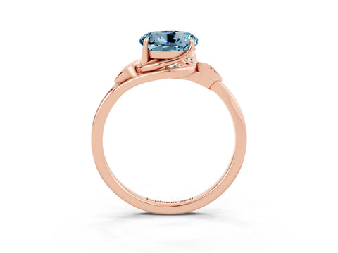 Rose gold Round Cut Aquamarine Solitaire Ring with Twist Band and Four-Prong Setting_27