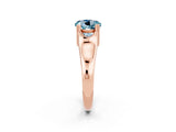 Rose gold Round Cut Aquamarine Solitaire Ring with Wide Band and Prong Setting_2