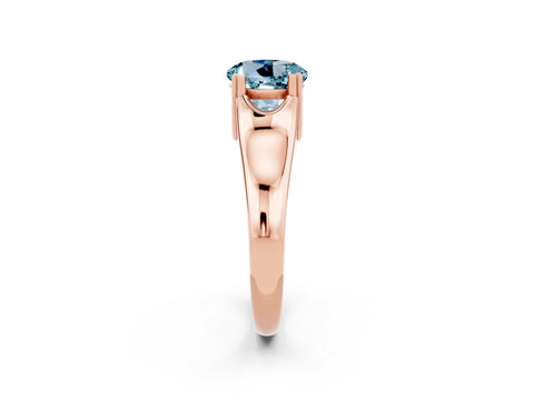 Rose gold Round Cut Aquamarine Solitaire Ring with Wide Band and Prong Setting_2
