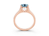 Rose gold Round Cut Aquamarine Solitaire Ring with Wide Band and Prong Setting_3
