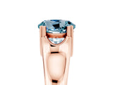 Rose gold Round Cut Aquamarine Solitaire Ring with Wide Band and Prong Setting_5