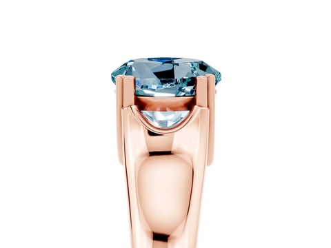 Rose gold Round Cut Aquamarine Solitaire Ring with Wide Band and Prong Setting_5
