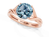 Rose gold Round Cut Aquamarine Solitaire Twist Band Prong Setting Ring_37