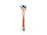 Rose gold Round Cut Aquamarine Solitaire Twist Band Prong Setting Ring_38