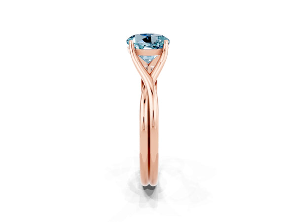 Rose gold Round Cut Aquamarine Solitaire Twist Band Prong Setting Ring