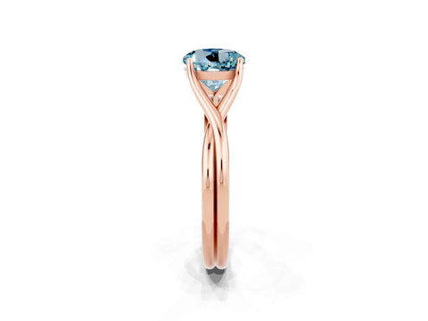 Rose gold Round Cut Aquamarine Solitaire Twist Band Prong Setting Ring_38