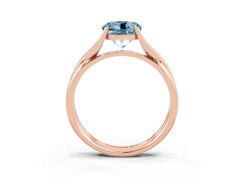 Rose gold Round Cut Aquamarine Solitaire Twist Band Prong Setting Ring_39