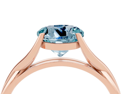 Rose gold Round Cut Aquamarine Solitaire Twist Band Prong Setting Ring_40