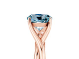 Rose gold Round Cut Aquamarine Solitaire Twist Band Prong Setting Ring_41