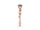 Rose gold Round Cut Aquamarine Solitaire Twisted Band with Round  Accents and Prong Setting_14