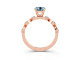 Rose gold Round Cut Aquamarine Solitaire Twisted Band with Round  Accents and Prong Setting_15