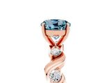 Rose gold Round Cut Aquamarine Solitaire Twisted Band with Round  Accents and Prong Setting_17