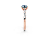 Rose gold Round Cut Aquamarine Solitaire with Side Baguettes and Channel Set Band_2