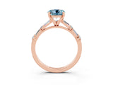Rose gold Round Cut Aquamarine Solitaire with Side Baguettes and Channel Set Band_3