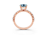 Rose gold Round Cut Aquamarine Solitaire with Side Stones, Pave Band, Four-Prong Setting_39