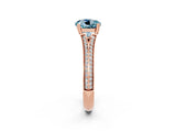 Rose gold Round Cut Aquamarine Split Shank Engagement Ring with Pavé Band_2