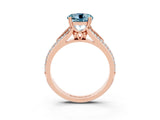 Rose gold Round Cut Aquamarine Split Shank Engagement Ring with Pavé Band_3