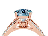 Rose gold Round Cut Aquamarine Split Shank Engagement Ring with Pavé Band_4