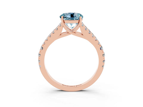 Rose gold Round Cut Aquamarine Split Shank Pavé Engagement Ring with Four-Prong Setting_15