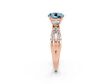 Rose gold Round Cut Aquamarine Three-Stone Ring with Pavé Split Shank and Four-Prong Setting_2