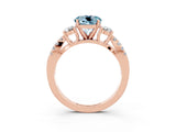 Rose gold Round Cut Aquamarine Three-Stone Ring with Pavé Split Shank and Four-Prong Setting_3
