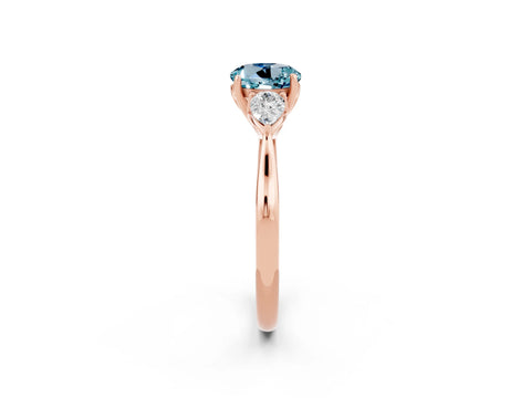 Rose gold Round Cut Aquamarine Three-Stone Ring with Pear Side Stones and Four-Prong Setting_14