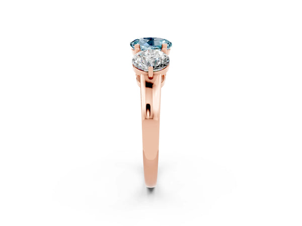 Rose gold Round Cut Aquamarine Three-Stone Ring with Prong Setting and Classic Band