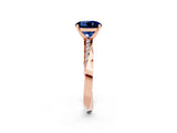 Rose gold Round Cut Blue Sapphire Engagement Ring with Side Stone Accents and Four-Prong Setting_29