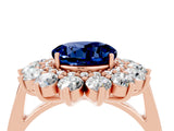Rose gold Round Cut Blue Sapphire Floral Double Halo Engagement Ring with Prong Setting_52
