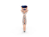 Rose gold Round Cut Blue Sapphire  Halo Twist Band Solitaire Prong Setting Ring_26