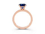 Rose gold Round Cut Blue Sapphire Milgrain Pavé Engagement Ring with Four-Prong Setting_3