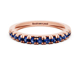 Rose gold Round Cut Blue Sapphire Pavé Set Thin Band