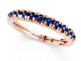 Rose gold Round Cut Blue Sapphire Pavé Set Thin Band_1