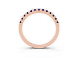 Rose gold Round Cut Blue Sapphire Pavé Set Thin Band_3