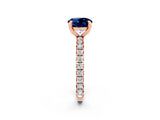 Rose gold Round Cut Blue Sapphire Pavé Solitaire Ring with Round Band and Prong Setting_26