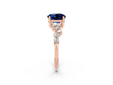 Rose gold Round Cut Blue Sapphire Scattered Round Accent Ring with Prong Setting_14