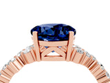 Rose gold Round Cut Blue Sapphire Scattered Round Accent Ring with Prong Setting_16