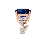Rose gold Round Cut Blue Sapphire Scattered Round Accent Ring with Prong Setting_17