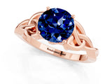 Rose gold Round Cut Blue Sapphire Solitaire Celtic Knot Ring with Four-Prong Setting_13