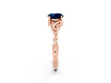 Rose gold Round Cut Blue Sapphire Solitaire Celtic Knot Ring with Four-Prong Setting_14