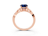 Rose gold Round Cut Blue Sapphire Solitaire Celtic Knot Ring with Four-Prong Setting_15
