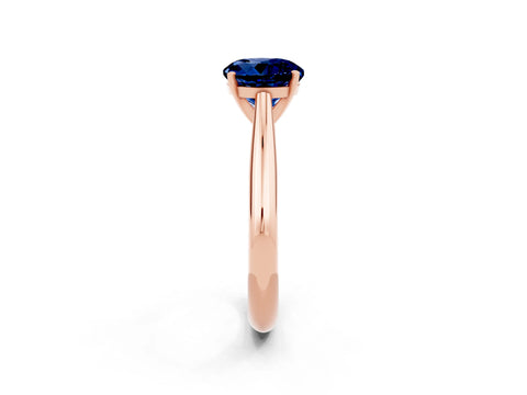 Rose gold Round Cut Blue Sapphire Solitaire Engagement Ring with Cathedral Setting and Four-Prong Mount_14